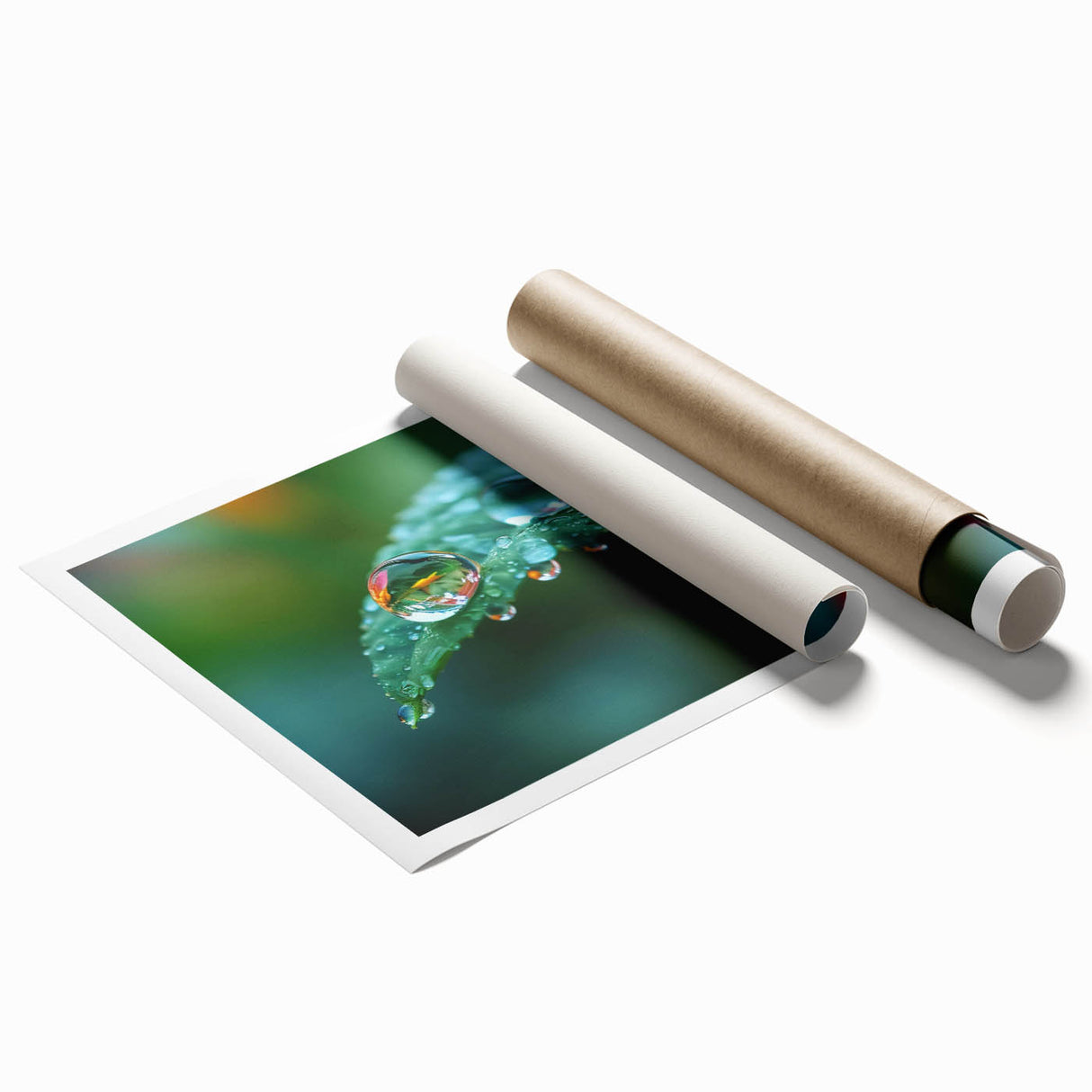 Close-up floral art in soft pastel shades on a rolled print, suitable for large bathroom or living room walls.