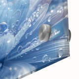 Large abstract wall art featuring close-up water design in blue and gray tones on acrylic glass.