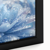 Close-up of black wall art featuring a colorful, textured water design on a framed canvas, ideal for living room decor.