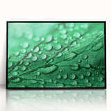 Large abstract wall art depicting water close-ups in blue and teal, acrylic print with black frame.