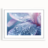 Abstract art print featuring swirling blue and white patterns on a framed canvas, suitable for bedroom or dining room decor.