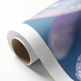 Art deco poster of a serene water design in soft blue tones on rolled canvas, suitable for nursery wall decor.