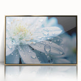 Framed acrylic print of a close-up water design in gold and blue tones, ideal for modern art wall decor.