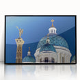 Large abstract wall art featuring geometric cathedral design in black and white tones, framed acrylic.