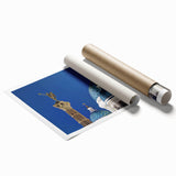 Rolled print of a cathedral design with intricate floral details, ideal for classy bathroom wall art.