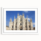 Extra large abstract art print of a cathedral, in muted earth tones on a white framed canvas, ideal for living room decor.