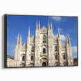 Black and white vintage poster art of a cathedral landscape on framed canvas, suitable for bedroom wall decor.