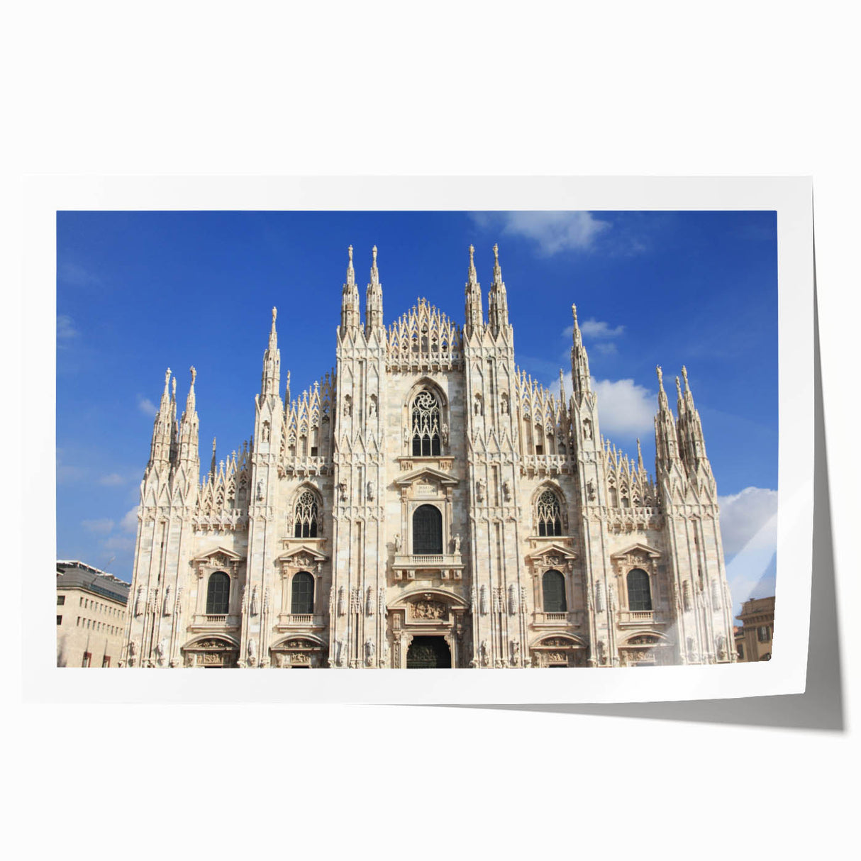 Extra large rolled print of a cathedral design with floral motifs in soft pastel shades, ideal for dining room wall art.