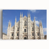 Black and white large art print of a cathedral design on stretched canvas, suitable for kitchen wall art.