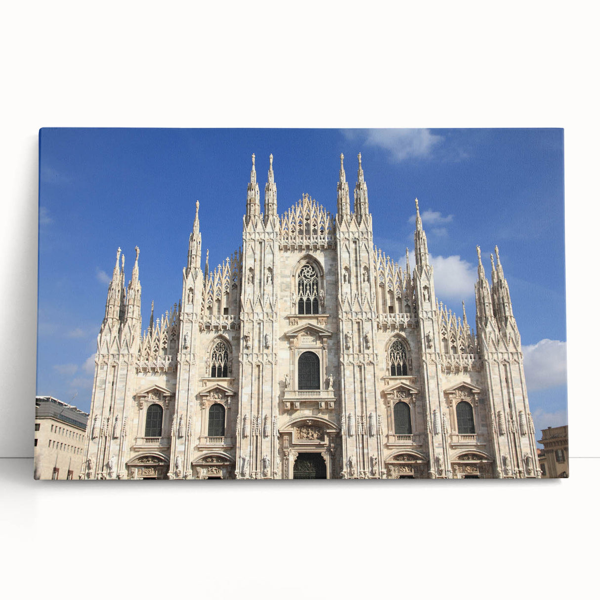 Black and white photo of a cathedral on stretched canvas, suitable for kitchen or bedroom wall art.