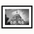 Extra large abstract art print of a colorful, textured cathedral design on a black framed canvas.