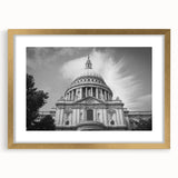 Textured abstract art print of a cathedral, in gold and beige tones, framed with mat, suited for bedroom art.