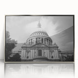 Art deco poster of a cathedral design in silver tones on framed acrylic, suitable for modern art wall decor or nursery.