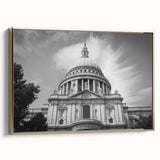 Landscape art painting of a cathedral, rendered in colorful palette on gold-framed canvas, ideal for living room decor.