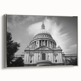 Vintage poster art of a cathedral in colorful hues on a large framed canvas, ideal for living room decor.