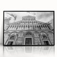 Large abstract wall art featuring a mid-century modernist cathedral design in black and white, acrylic framed.