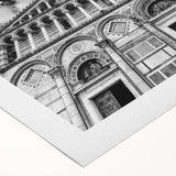 Art Deco poster of a cathedral design in monochrome, printed on rolled canvas, suitable for dining room or bathroom wall.