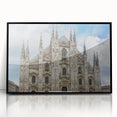 Large abstract wall art featuring a cathedral design in black and white tones on a framed acrylic.