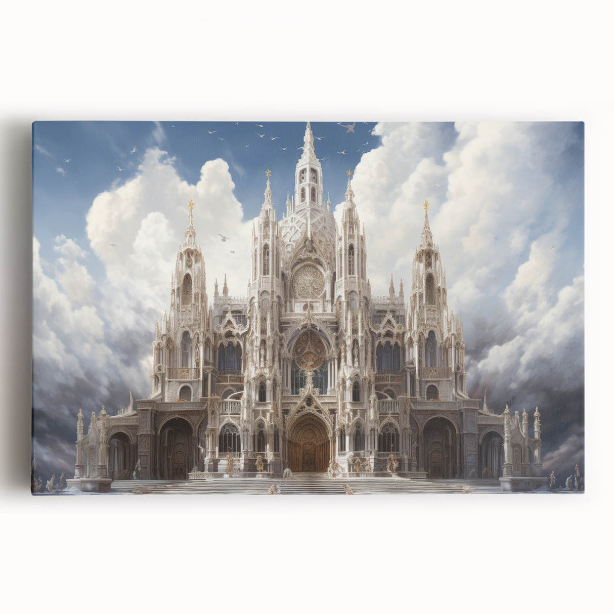 Black and white large canvas print of a cathedral, ideal for kitchen wall art.