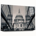 Acrylic print of a large abstract cathedral design in muted earth tones, ideal for dining room or bedroom wall art.