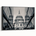 Black and white framed canvas featuring a vintage poster art of a cathedral, ideal for bedroom wall decor.