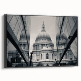 Black and white framed canvas featuring a vintage poster art of a cathedral, ideal for bedroom wall decor.
