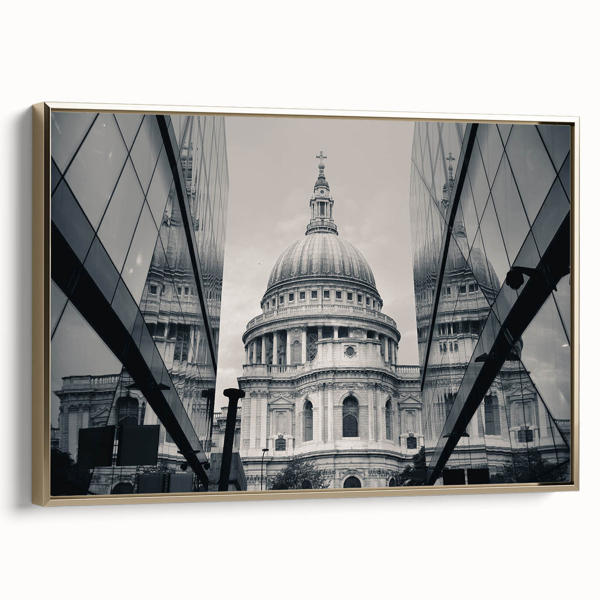 Landscape art painting featuring a vintage cathedral design in colorful art tones on a black framed canvas.