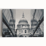 Large black and white stretched canvas of a cathedral design, ideal for kitchen wall art.