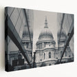 Side view of a large stretched canvas featuring a detailed cathedral design in muted earth tones, ideal for kitchen wall art.