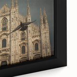 Extra large black wall art featuring a textured, colorful cathedral design on framed canvas, ideal for living room decor.