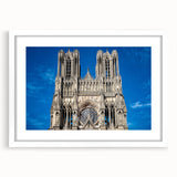 Extra large abstract art print of a cathedral, in muted earth tones on a white framed canvas, ideal for living room decor.