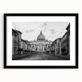 Extra large abstract art print of a colorful, textured cathedral design on a black framed canvas.