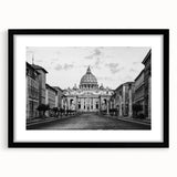 Extra large abstract art print of a colorful, textured cathedral design on a black framed canvas.