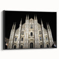 Black and white vintage poster art of a cathedral, printed on framed canvas, suitable for bedroom decor.