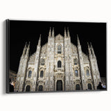 Black and white vintage poster art of a cathedral, printed on framed canvas, suitable for bedroom decor.