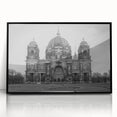 Large abstract wall art featuring geometric shapes in black and white, framed in acrylic, ideal for modern living room decor.