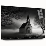 Large abstract wall art on acrylic, featuring fluid blue and gray tones, ideal for bedroom or dining room decor.