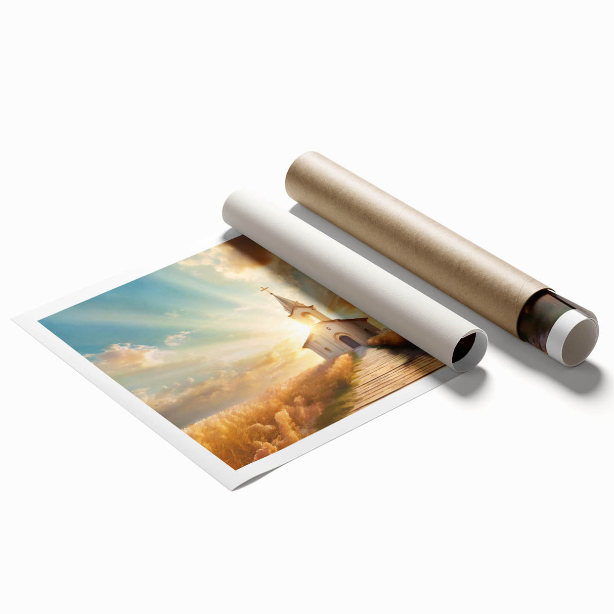 Extra large rolled print featuring a detailed floral design in soft pastel shades.
