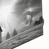 Large abstract wall art on acrylic glass featuring mid-century modernist style, ideal for dining room art.