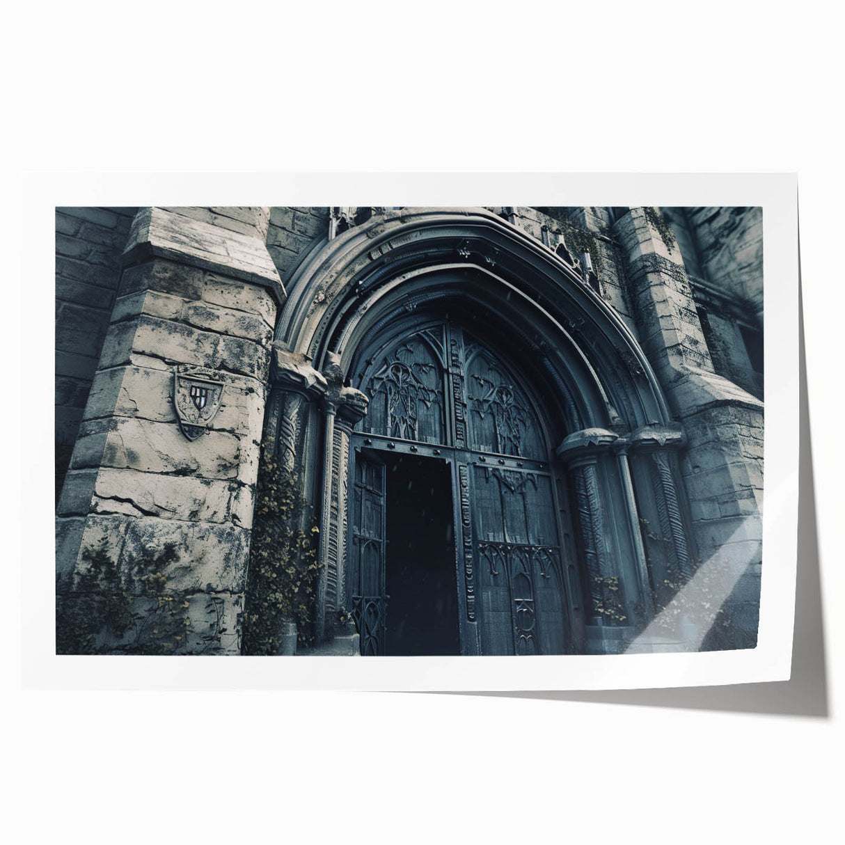 Extra large rolled print of a floral church design in pastel shades, suited for dining room or bathroom decor.