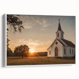 Framed canvas featuring a vintage poster of a black and white landscape painting, ideal for bedroom wall art.