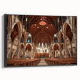 Black and white vintage poster art of a church landscape on framed canvas, ideal for bedroom wall decor.