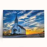 Black and white stretched canvas of a church design, ideal for kitchen wall art or bedroom ambiance.