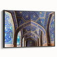 Black and white framed canvas featuring a vintage poster art style landscape of a church, ideal for bedroom wall decor.