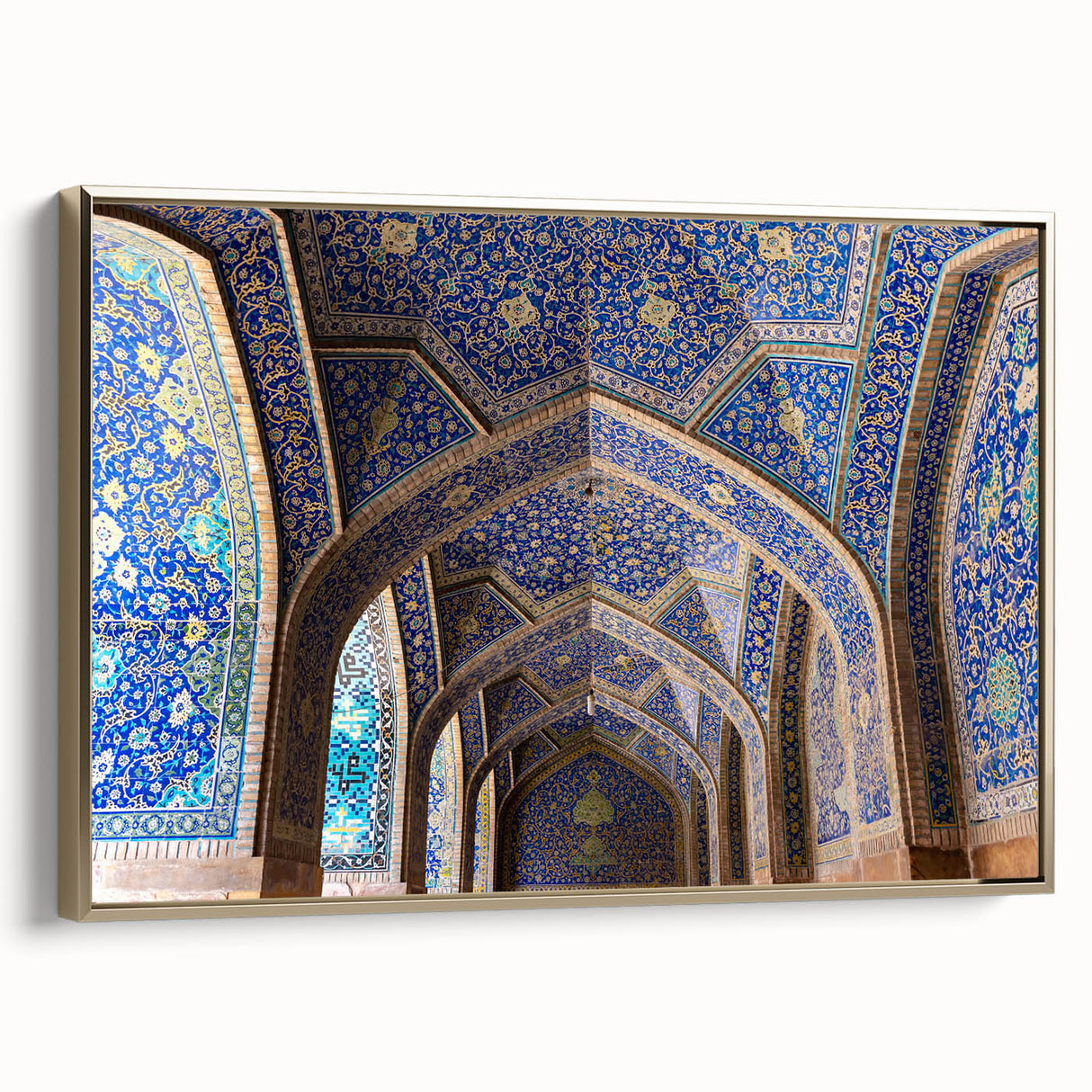 Framed canvas featuring a vintage poster of a colorful church landscape, ideal for enhancing a living room or hallway decor.