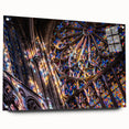 Large abstract wall art on acrylic glass featuring a modern blend of geometric shapes in cool gray tones.