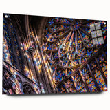 Large abstract wall art on acrylic glass featuring a modern blend of geometric shapes in cool gray tones.