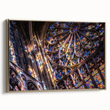 Framed canvas landscape art painting featuring a vintage church design in black with colorful accents.