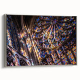 Vintage poster art of a church in muted colors, framed canvas, suitable for extra large living room wall.