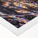 Art deco poster of a church in muted gold and blue tones on rolled canvas, suitable for dining room or bathroom wall art.